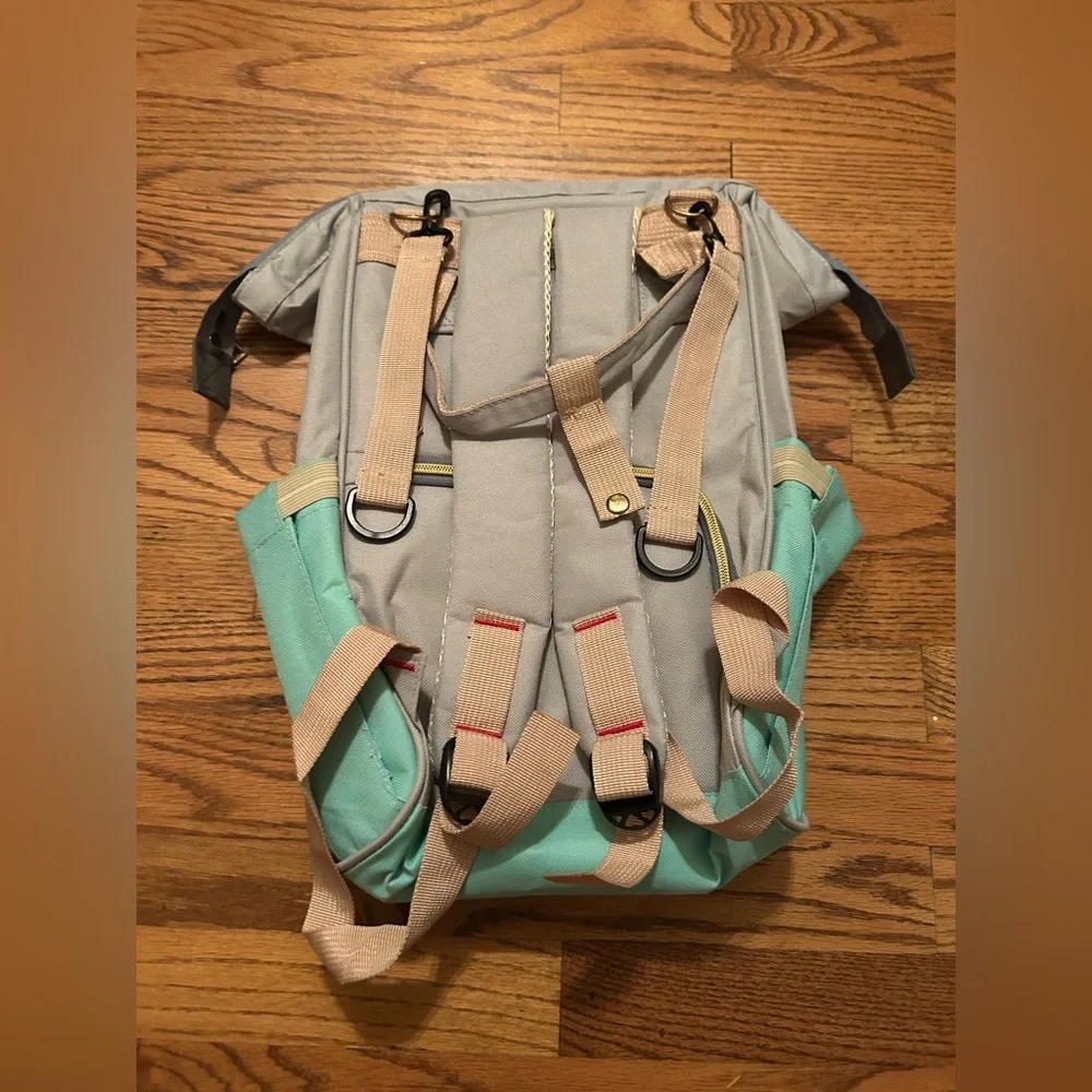 Good Mother Blue & Grey Maternity Use Diaper Bag/Backpack W/ Stripe Accents